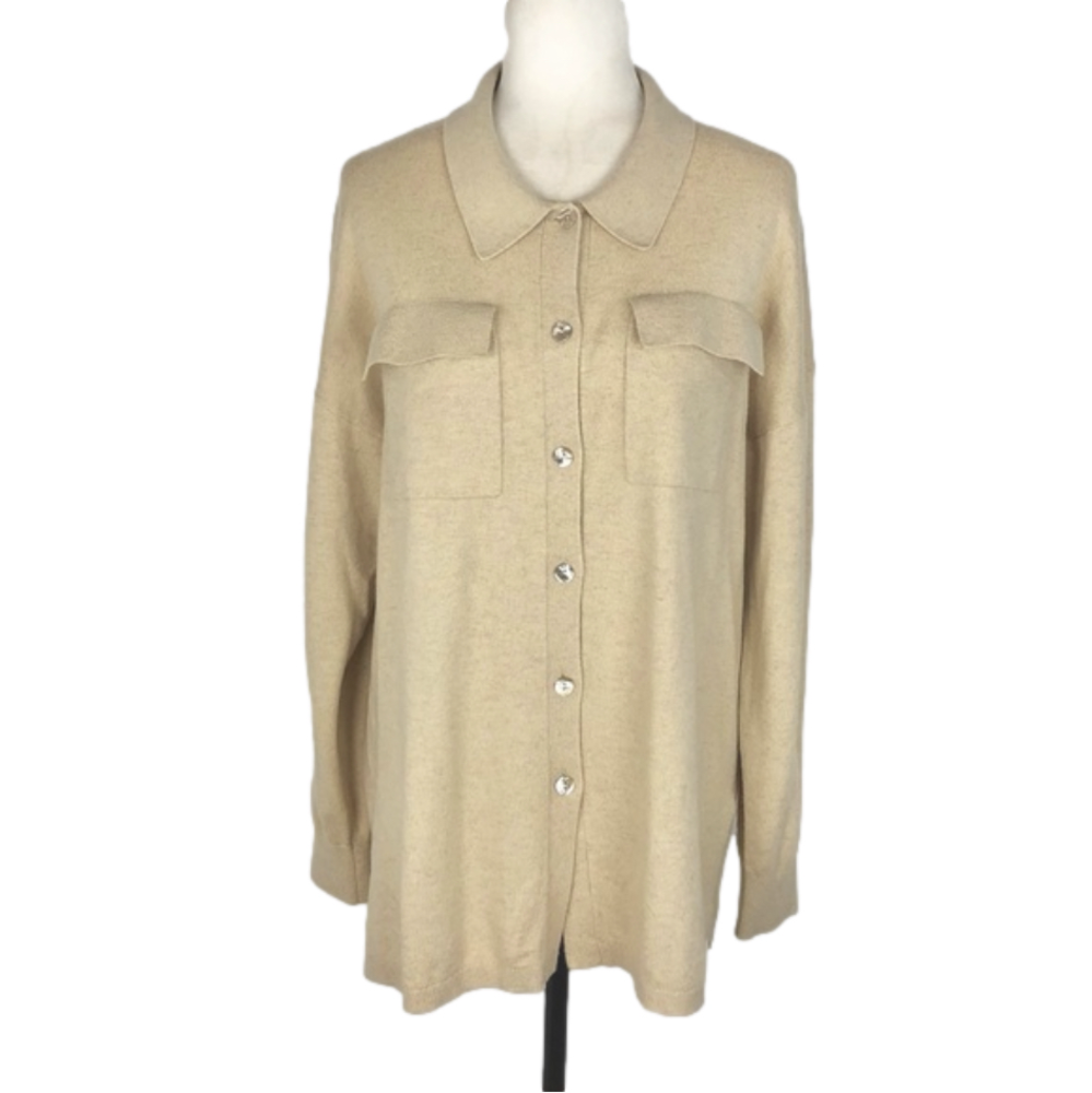 Contemporaine cream cashmere blend shirt
